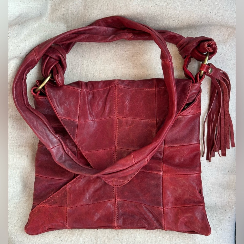 RARE NWOT Genuine Italian red leather envelope crossbody bag